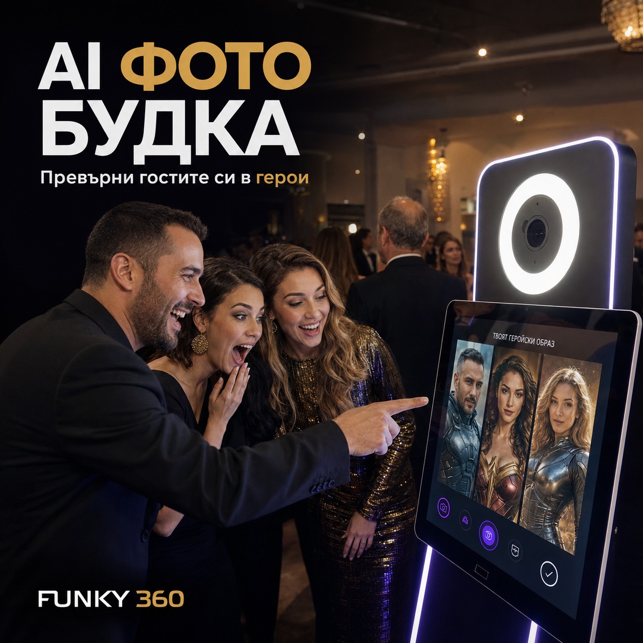 AI фото будка Funky 360 с изкуствен интелект