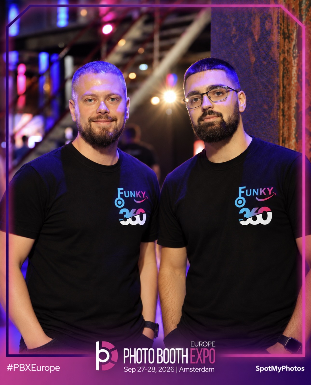 Екипът на Funky 360 на Photo Booth Expo Europe 2026 в Амстердам